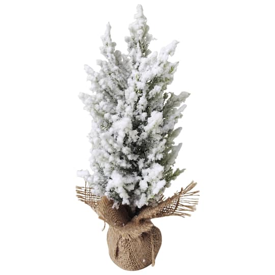 12.5" Unlit Heavily Flocked Pine Christmas Tree in Burlap Base By Northlight in Green | Michaels®